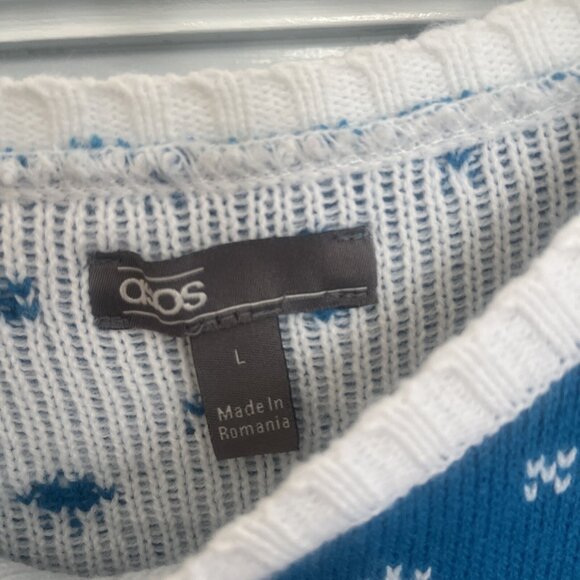 ASOS Ski Nordic  Sweater Size Large Men’s Pullover Blue White EUC - Picture 4 of 6